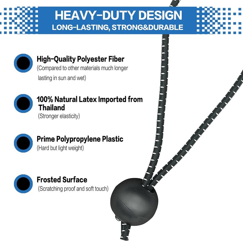 Axelord 50 Pack Ball Bungee Cord, 11 Inch Heavy Duty Bungie Cord Balls, Black, Camping Usage, Indoor, Outdoor, Multifunctional, Waterproof, Prevent Breakage, UV Protection, Organizing, Securing. - Image 3